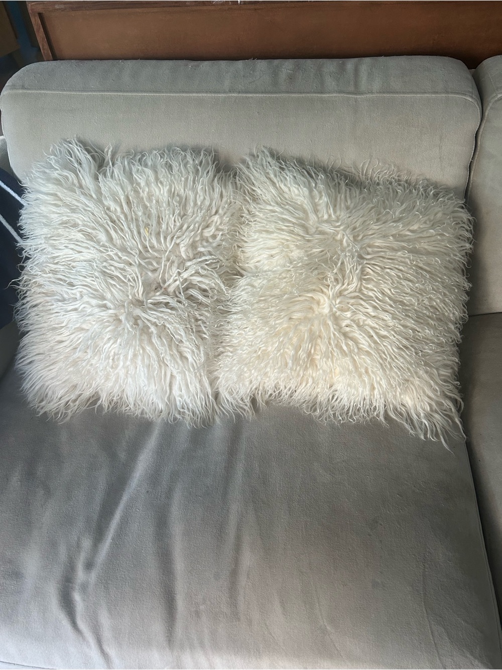 Genuine Mongolian Lamb Fur Pillow – Ivory/Cream